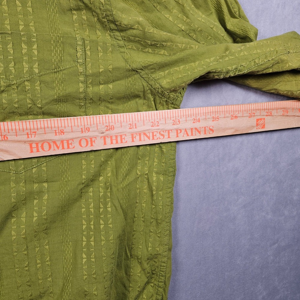 Vintage Lucky Brand  Shirt Mens Lare Green Textured Stripe Button Down 90s - Picture 6 of 11